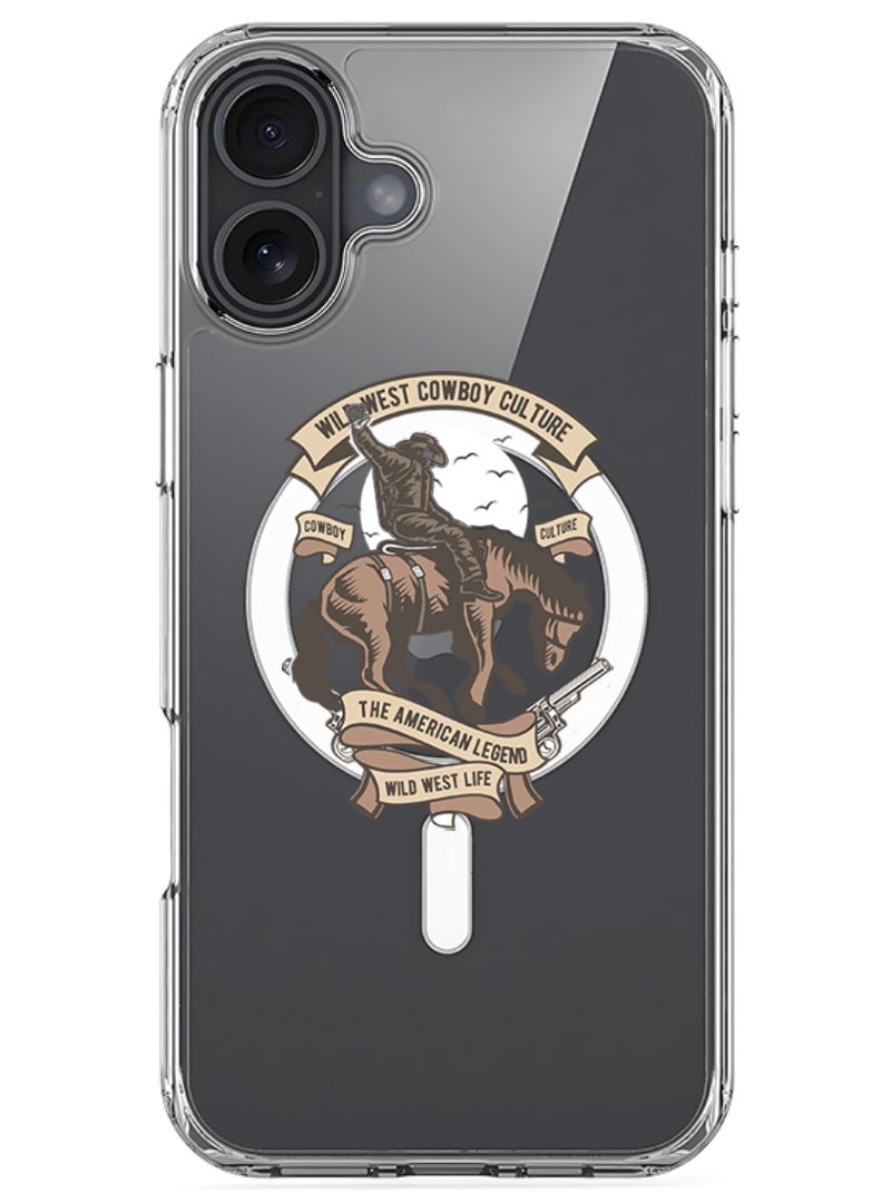 Theodor iPhone 16 Plus Magsafe Magnetic Case for iPhone Compatible with Wireless Charging, Shockproof Phone Bumper Cover - Wild west cowboy - Image 1