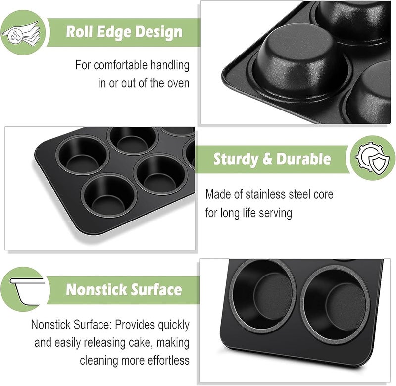 Bake House Nonstick Aluminum 6 Cavity Muffin Tray with 100 Pieces Cupcake Muffin Liner Pack Off 2 - Image 3