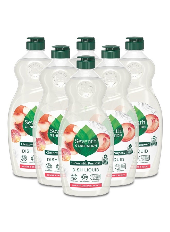 Seventh Generation Dish Soap Liquid, Summer Orchard, 19 oz, Pack of 6  - Image 1