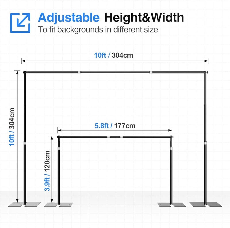 EMART Heavy Duty Backdrop Stand, 10x10Ft Adjstable Background Stand-Black - Image 2