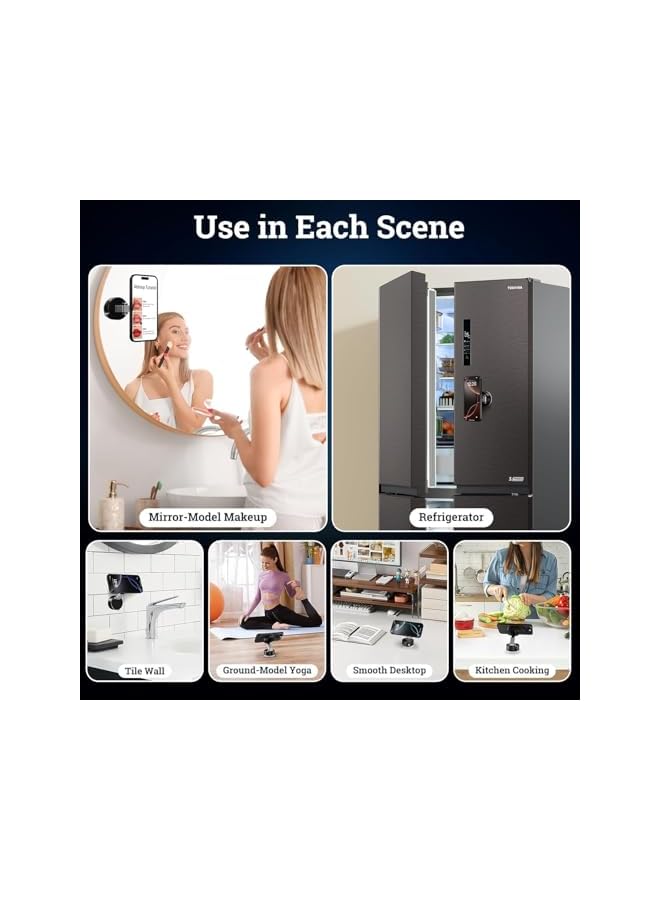 S-TOP Vacuum Suction Car Phone Holder, Lightweight & Foldable Mobile Holder for Car with Strong Grip, Hands-Free Operations in Cars, Mobile Holder for Smooth Surface, 2 Magnetic Rings Included - Image 3