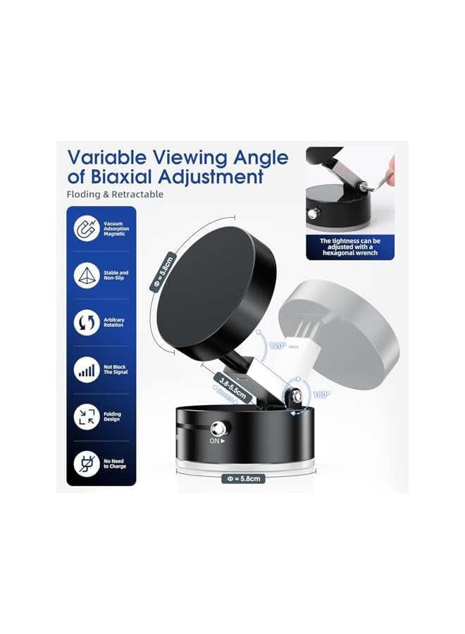 S-TOP Vacuum Suction Car Phone Holder, Lightweight & Foldable Mobile Holder for Car with Strong Grip, Hands-Free Operations in Cars, Mobile Holder for Smooth Surface, 2 Magnetic Rings Included - Image 4