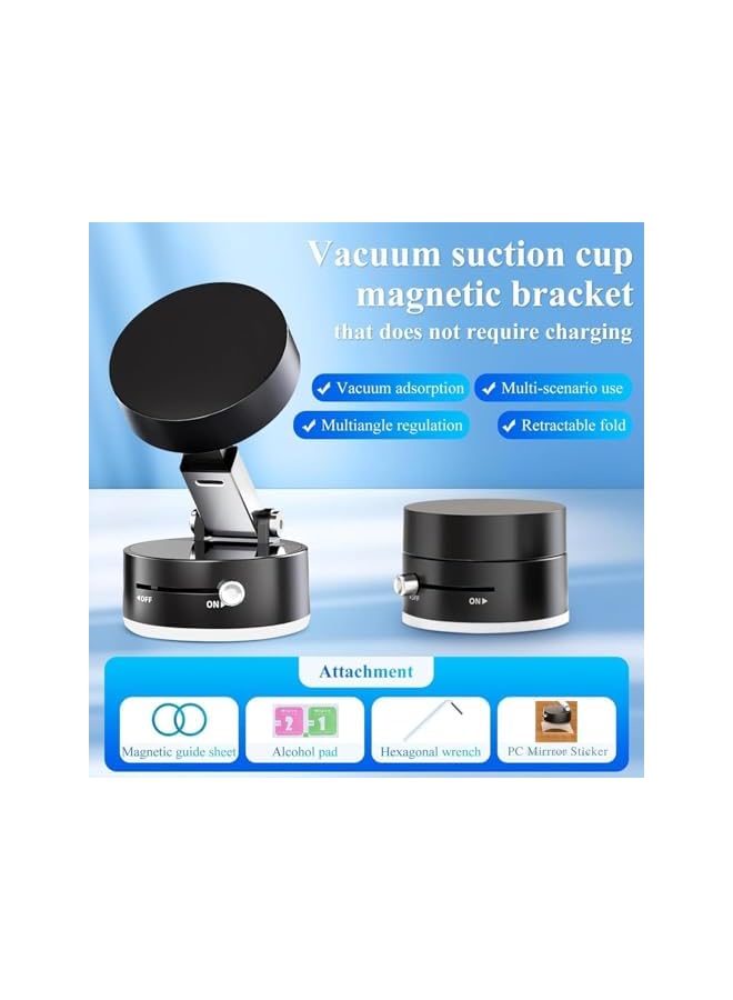 S-TOP Vacuum Suction Car Phone Holder, Lightweight & Foldable Mobile Holder for Car with Strong Grip, Hands-Free Operations in Cars, Mobile Holder for Smooth Surface, 2 Magnetic Rings Included - Image 5