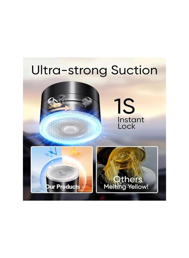 S-TOP Vacuum Suction Car Phone Holder, Lightweight & Foldable Mobile Holder for Car with Strong Grip, Hands-Free Operations in Cars, Mobile Holder for Smooth Surface, 2 Magnetic Rings Included - Image 2