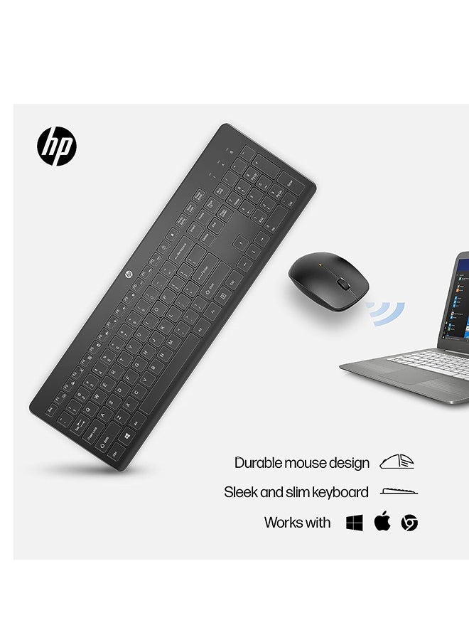 HP 230 Wireless Keyboard and Mouse Combo Set, 1600 Dpi, English, 18H24AA#ABV Black - Image 2