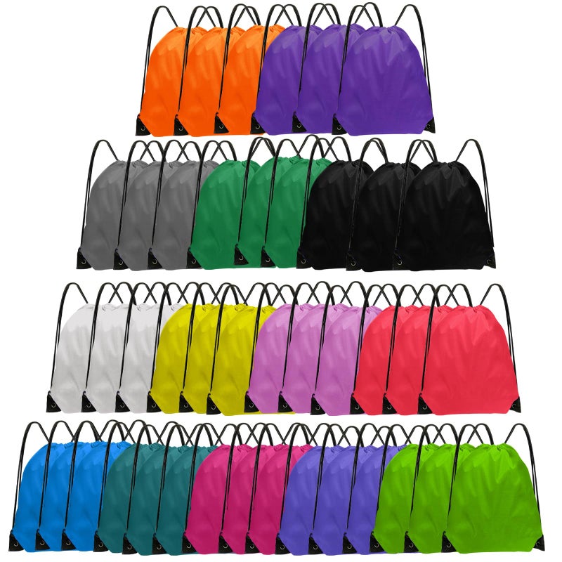 Grneric Drawstring Backpack Bulk 42 Pcs String Backpack Drawstring Bags Cinch Bag Sackpack for Men Women Gym 14 Colors - Image 1