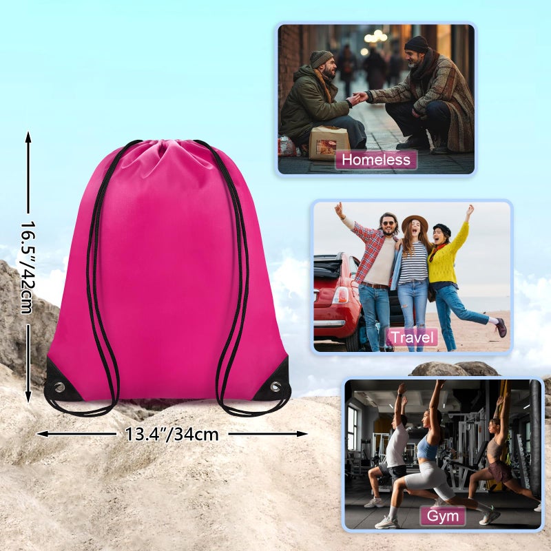 Grneric Drawstring Backpack Bulk 42 Pcs String Backpack Drawstring Bags Cinch Bag Sackpack for Men Women Gym 14 Colors - Image 2