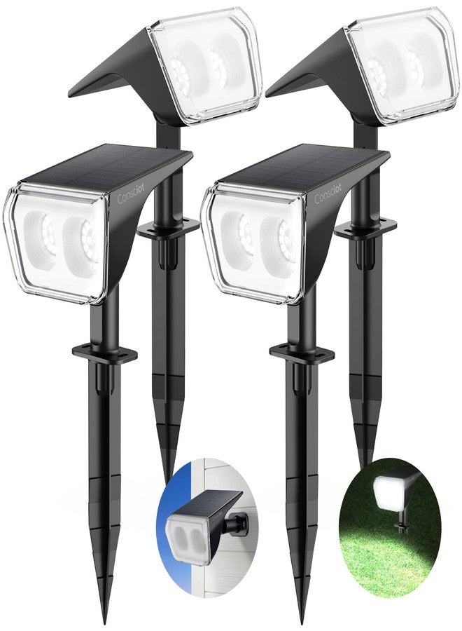 Consciot Solar Spot Lights Outdoor Waterproof, 24 LED Dusk-to-Dawn Solar Spotlight, 2 in 1 Adjustable Wall Lights, Warm White Solar Landscape Spotlights for Garden Yard Wall Walkway, 2 Pack - Image 1