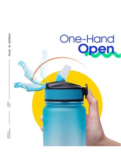 TYCOM Water Bottle 1L with Time Marker Strainer Tritan BPA Free Leak-Proof BPA Free, Motivational Reusable for Fitness Gym Outdoor Sports (Dark Blue-Pink)  - Image 3