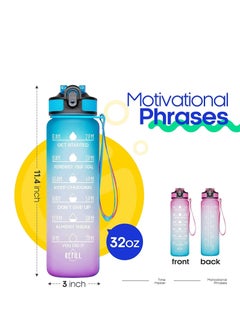 TYCOM Water Bottle 1L with Time Marker Strainer Tritan BPA Free Leak-Proof BPA Free, Motivational Reusable for Fitness Gym Outdoor Sports (Dark Blue-Pink)  - Image 5