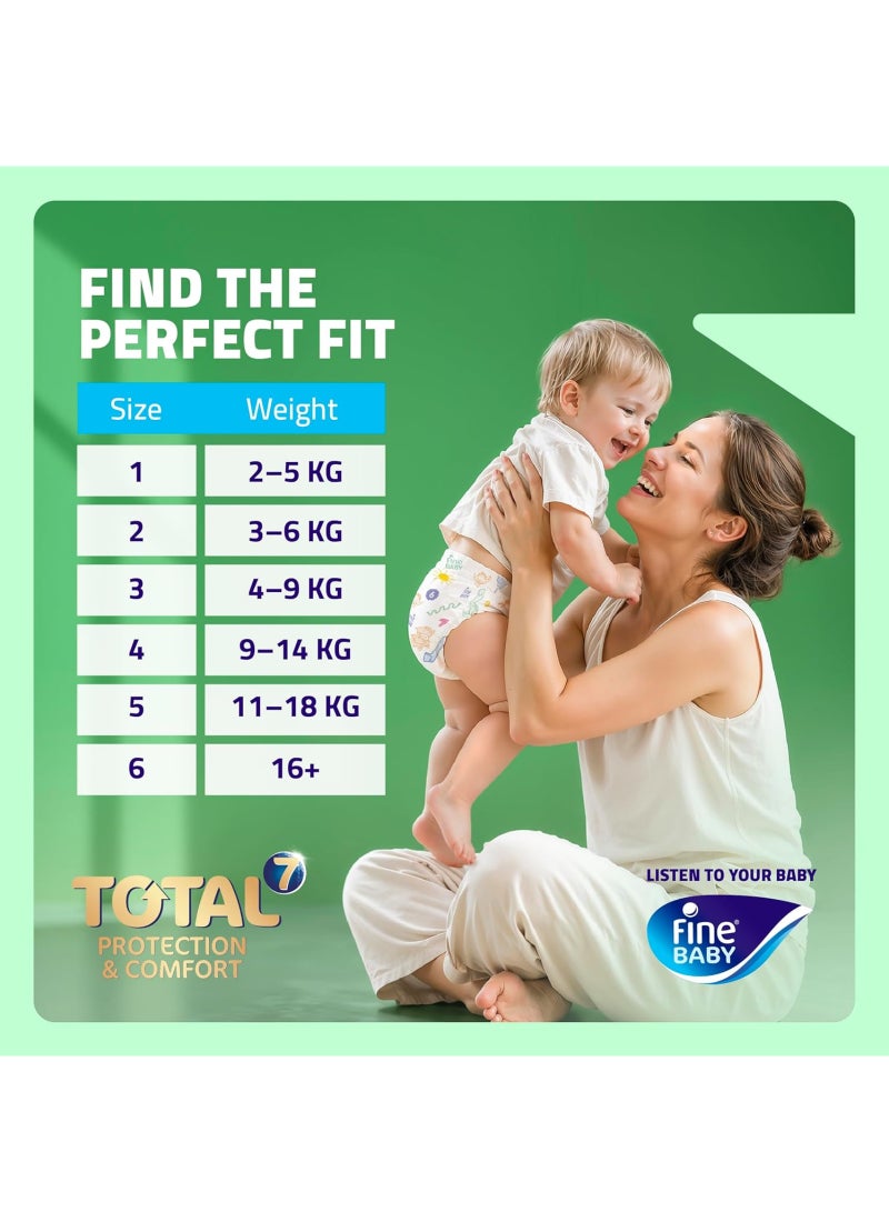 Fine Baby Total 7 Diapers, Size 5 Maxi (11–18 kg), 176 Count. Superior Protection & Comfort, Extra Absorbent, Improved Formula - Image 2