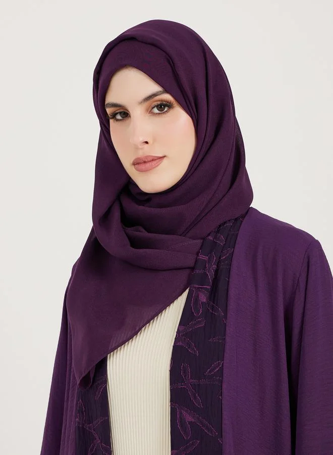 Styli Jacquard Front Crepe Abaya with Matching Hijab
