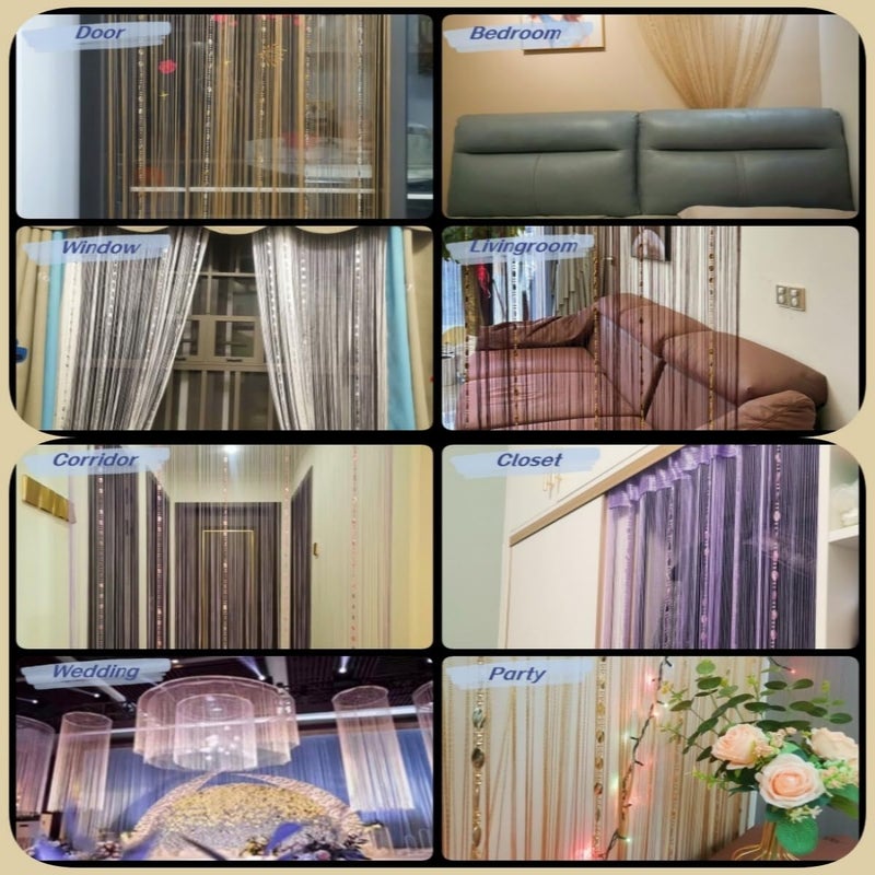 ave split ستارة باب مزخرفة من خرز 100سم × 200سم مع تقسيم الغرفة والنافذة (بنفسجي 25) - Image 3