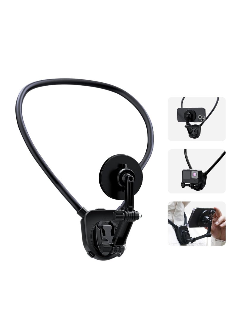 KASTWAVE Magnetic Neck Mount for Phones, with Chest Strap, Extendable Arm Smartphone Magnetic Mount, for iPhone 15/14/13/12Pro Cell Phone Stand Hanging on Neck, Hands Free Phone Holder for Neck  - Image 1