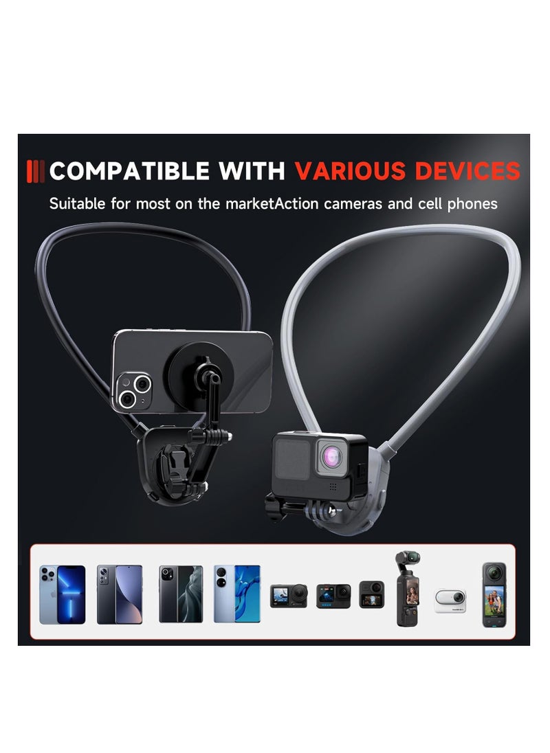 KASTWAVE Magnetic Neck Mount for Phones, with Chest Strap, Extendable Arm Smartphone Magnetic Mount, for iPhone 15/14/13/12Pro Cell Phone Stand Hanging on Neck, Hands Free Phone Holder for Neck  - Image 2