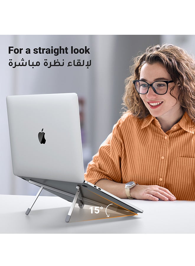 يو جرين حامل لابتوب للمكتب، حامل لابتوب قابل للطي وقابل للتعديل على مستوى العين، حامل لابتوب خفيف الوزن ومريح ومدمج عالمي مناسب لجهاز ماك بوك آيربرو وHP وLenovo سامسونج 11-17 بوصة - Image 3