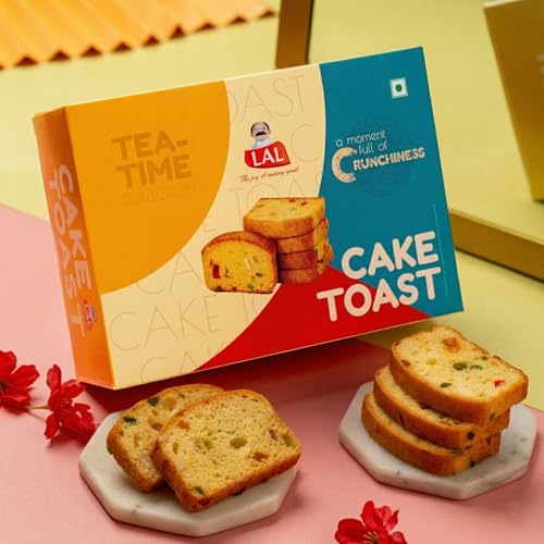 Lal Sweets Cake Toast 300g | Crispy Crunchy Tutti Frutti Cake Rusk Biscuits with Cashew Nuts | Bakery Style Tea Time Toast | Cookies Made with Milk Solids | Toasted Cakes Snack for Tea & Coffee | Pure veg Rusk Biscuits for Evening Snacks - Image 2