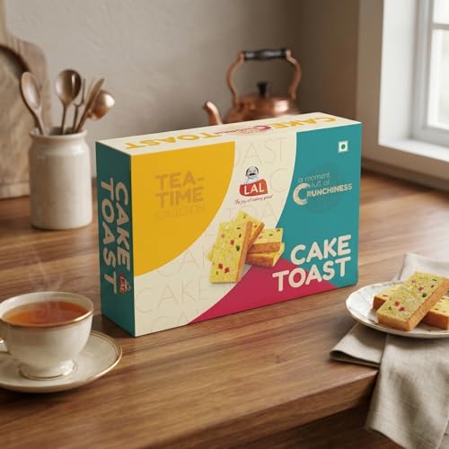 Lal Sweets Cake Toast 300g | Crispy Crunchy Tutti Frutti Cake Rusk Biscuits with Cashew Nuts | Bakery Style Tea Time Toast | Cookies Made with Milk Solids | Toasted Cakes Snack for Tea & Coffee | Pure veg Rusk Biscuits for Evening Snacks - Image 3