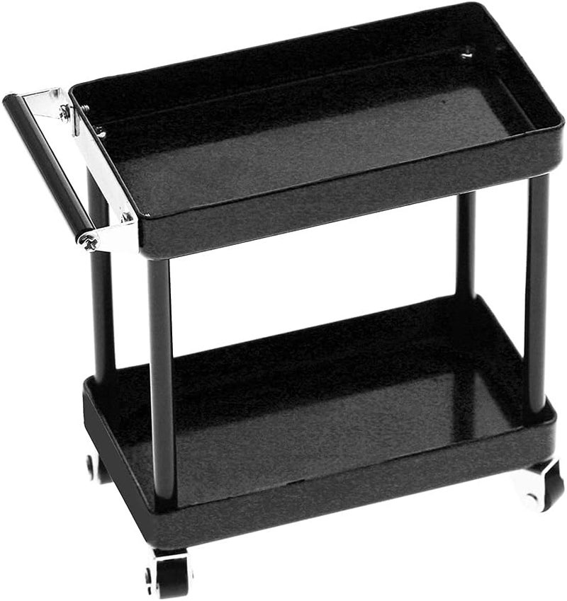 comfrt Tool Cart, 2 Tier Tools Storage Trolley Mobile Workshop Garage Repair RC Accessories for 1/8 1/10 1/12 1/16 Scale Model Big Large(Black) - Image 1