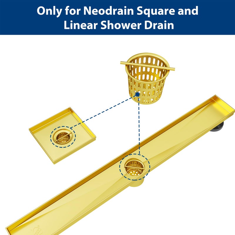Neodrain Golden Strainer-Hook, Stainless Steel Hair and Debris Strainer, Only Fit Neodrain Shower Drain,Hair Trap,Shower Drain Hair Catcher with Lifting Hook - Image 3