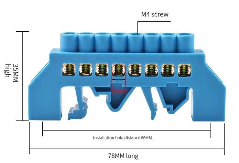 6pcs Zero line grounding bar 6 X9 Bridge Type Guide Rail Distribution Box 6X9 Parallel Wiring Terminal Ground(8P B) - Image 2