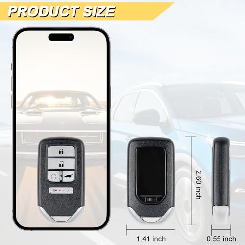 Vurkcy Key Fob Replacement for 2016-2021 Honda Pilot/ 2017-2022 Honda CRV 5-Door/ 18-21 Civic Car Keyless Entry Remote Control, KR5V2X, 5 Btn - Image 4