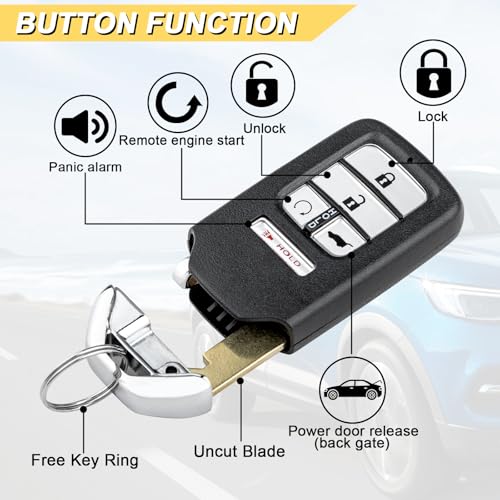 Vurkcy Key Fob Replacement for 2016-2021 Honda Pilot/ 2017-2022 Honda CRV 5-Door/ 18-21 Civic Car Keyless Entry Remote Control, KR5V2X, 5 Btn - Image 3
