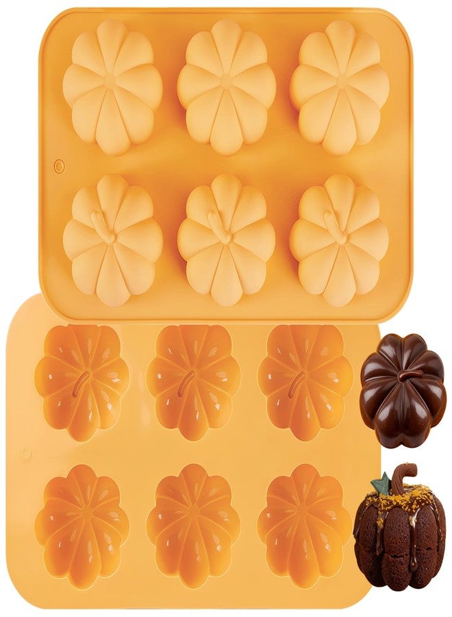 Morofme 2 Pcs Pumpkin Chocolate Mold Pumpkin Silicone Mold Fall Soap Candle Molds Autumn Thanksgiving Candy Molds for Baking Cake Decoration Jello Muffin Cookies Candy Wax Melts - Image 1