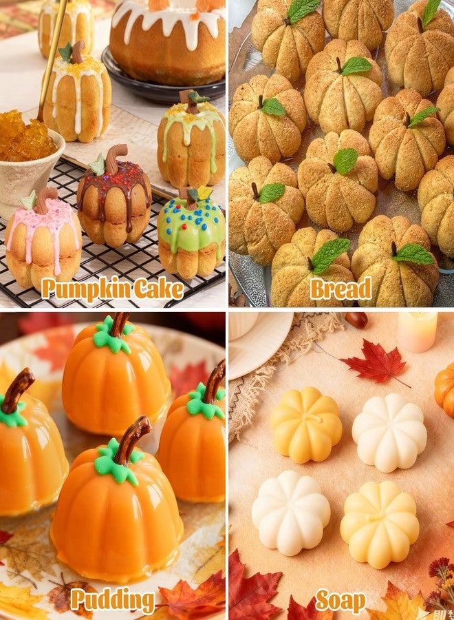 Morofme 2 Pcs Pumpkin Chocolate Mold Pumpkin Silicone Mold Fall Soap Candle Molds Autumn Thanksgiving Candy Molds for Baking Cake Decoration Jello Muffin Cookies Candy Wax Melts - Image 4