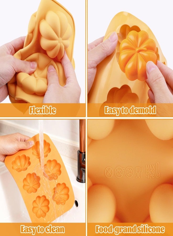 Morofme 2 Pcs Pumpkin Chocolate Mold Pumpkin Silicone Mold Fall Soap Candle Molds Autumn Thanksgiving Candy Molds for Baking Cake Decoration Jello Muffin Cookies Candy Wax Melts - Image 5