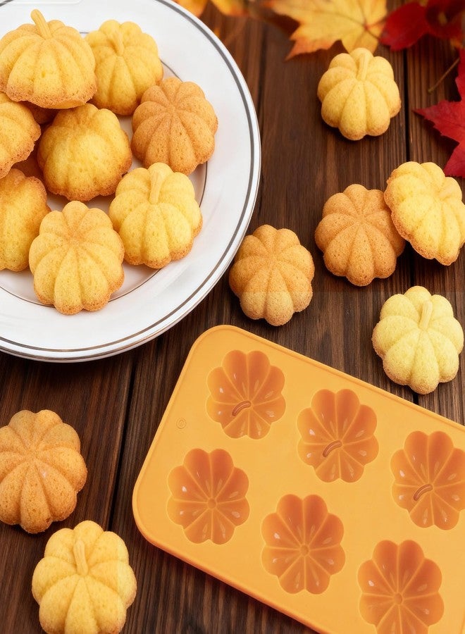 Morofme 2 Pcs Pumpkin Chocolate Mold Pumpkin Silicone Mold Fall Soap Candle Molds Autumn Thanksgiving Candy Molds for Baking Cake Decoration Jello Muffin Cookies Candy Wax Melts - Image 3