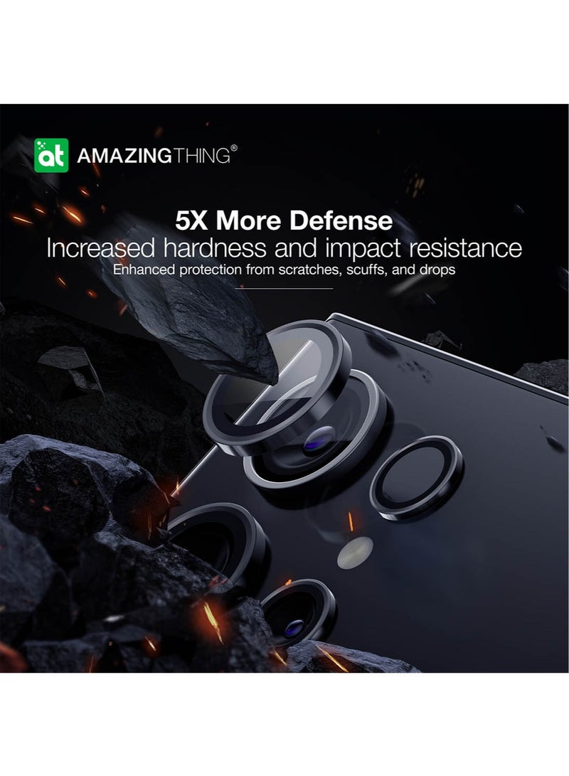 AMAZINGthing Supreme Samsung Galaxy S24 Ultra Tempered Glass Camera Lens Protector Aluminum AR Lens Defender - Black - Image 2