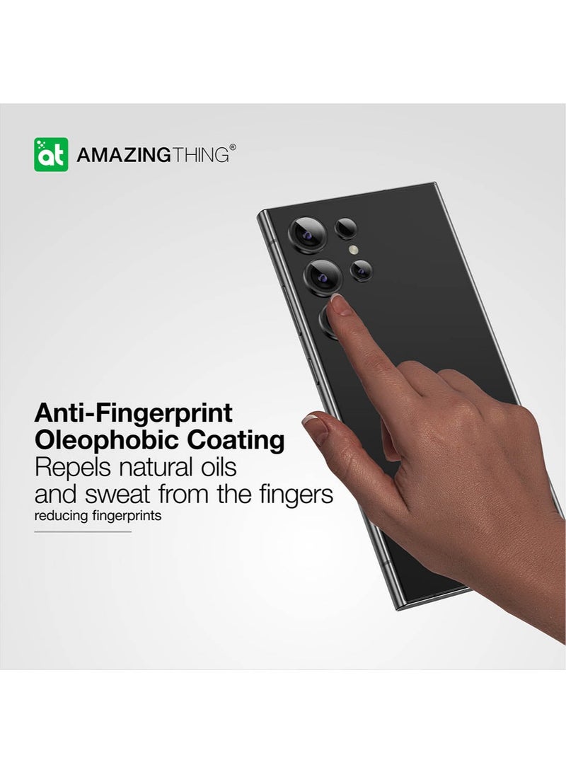 AMAZINGthing Supreme Samsung Galaxy S24 Ultra Tempered Glass Camera Lens Protector Aluminum AR Lens Defender - Black - Image 3