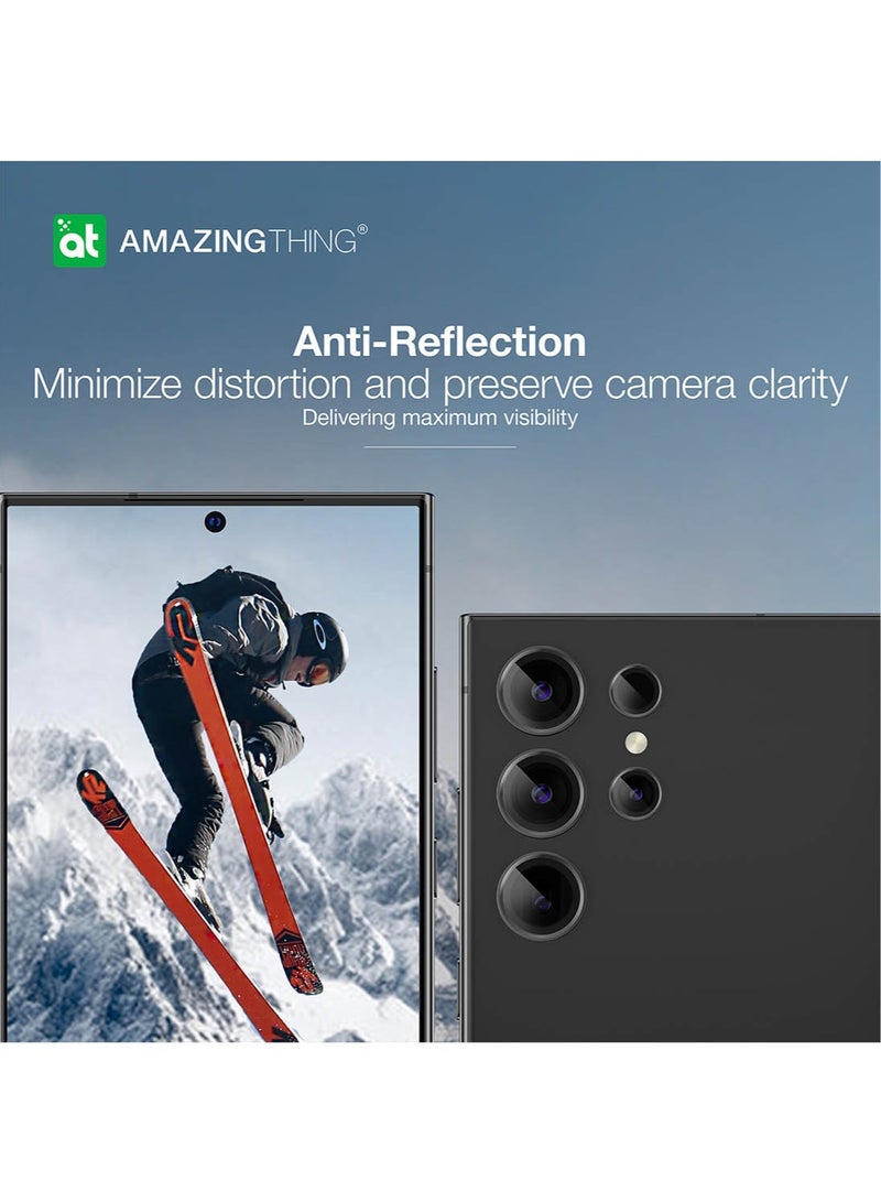 AMAZINGthing Supreme Samsung Galaxy S24 Ultra Tempered Glass Camera Lens Protector Aluminum AR Lens Defender - Black - Image 4