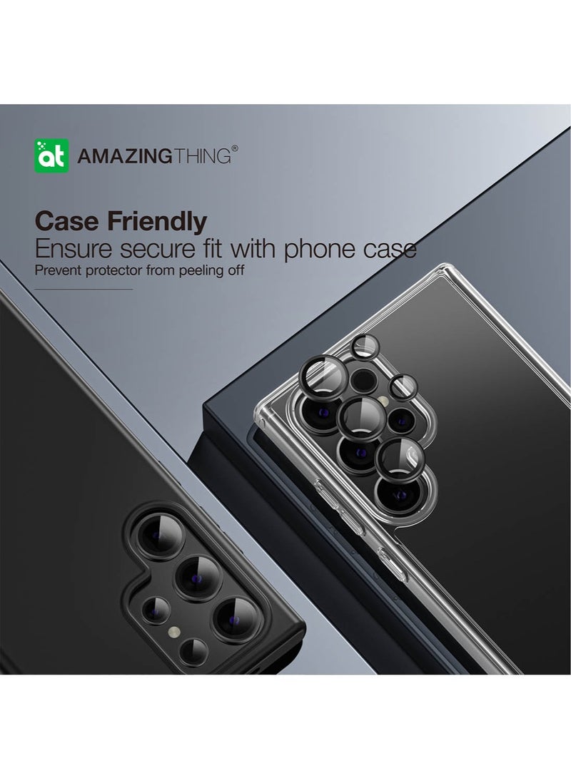 AMAZINGthing Supreme Samsung Galaxy S24 Ultra Tempered Glass Camera Lens Protector Aluminum AR Lens Defender - Black - Image 5