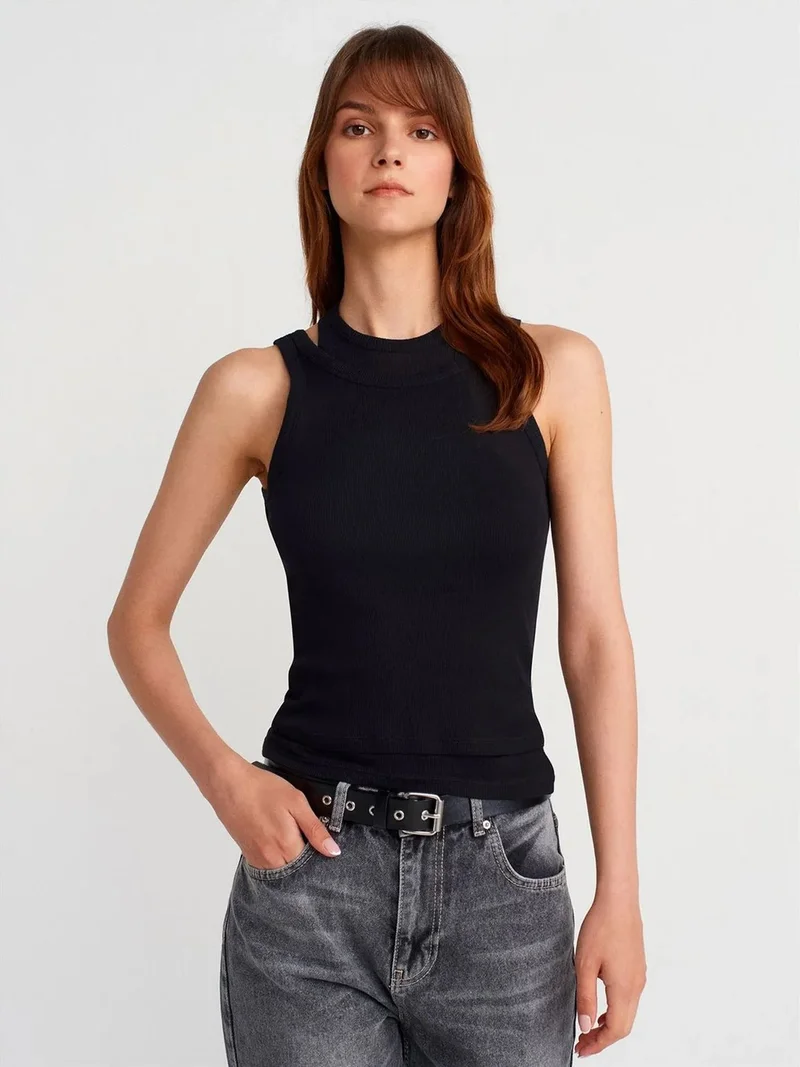ديلفين Dilvin Cotton Ribbed Crop Cami