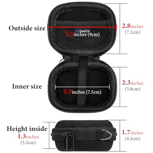 Geekria Shield Earbud Case Compatible with Sony WF1000XM6 Apple AirPods Pro 3 Technics EAHAZ100 Beats Studio Buds Replacement Hard Shell Travel Carrying Bag with Carabiner Clip Black - Image 3