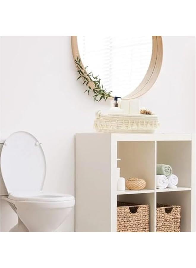 HOOKOR Small Cotton Rope Woven Toilet Paper Baskets for Organizing Decorative Basket for Boho Decor Storage, Bedroom Nursery Livingroom Entryway (White) - Image 3