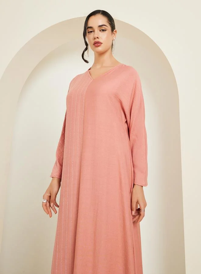 Amirah Women Peach Embellished A-Line Jalabiya