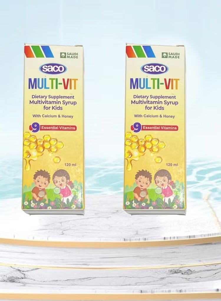 ساكو شراب متعدد الفيتامينات للأطفال، قطعتان، بالكالسيوم والعسل - Image 2