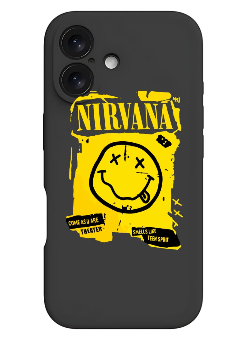 Theodor iPhone 16 Black Protective Slim Fit Case Liquid Silicone Cover with Full Body Protection Anti-Scratch Shockproof Case For iPhone - Nirvana - Image 1