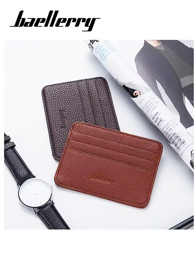 بايلليري حامل بطاقات مع جيب أمامي للرجال، محفظة جلدية، محفظة رجالية رفيعة وبسيطة من الجلد، أنيقة، مثالية للاستخدام اليومي وراحة السفر - Image 3