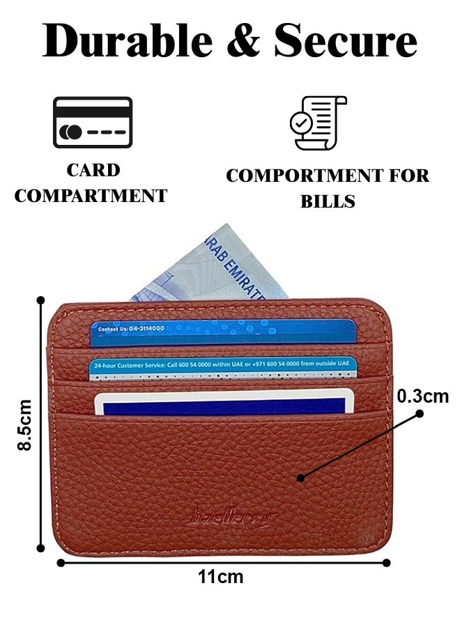 بايلليري حامل بطاقات مع جيب أمامي للرجال، محفظة جلدية، محفظة رجالية رفيعة وبسيطة من الجلد، أنيقة، مثالية للاستخدام اليومي وراحة السفر - Image 5