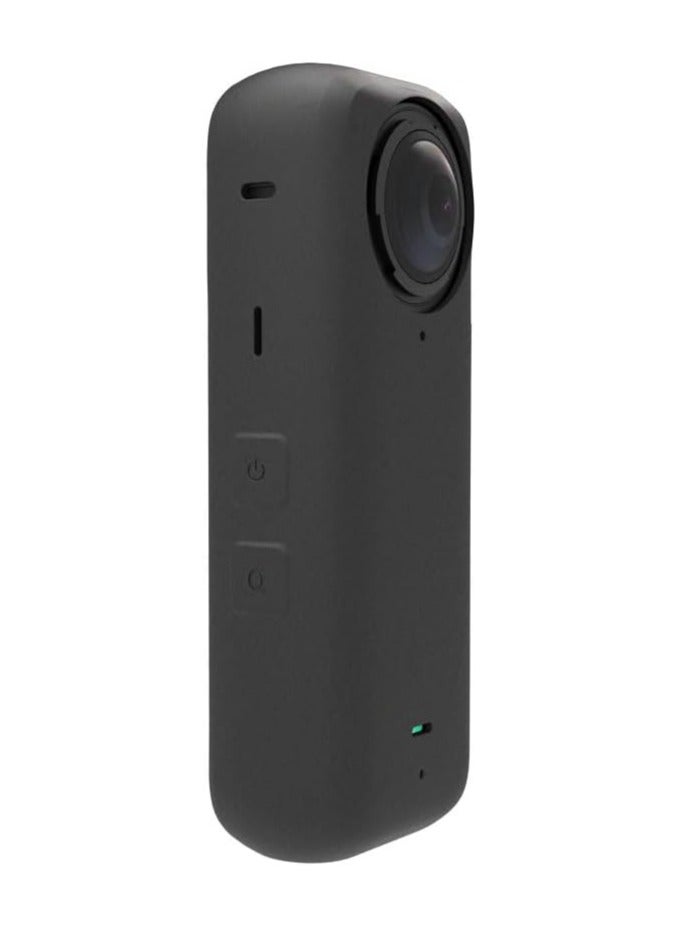 Silicone Protective Case Compatible with Insta360 x4, Insta360 x4 Panoramic Sports Camera Dustproof Drop-Proof Protective Case + Lens Cap (Black) - Image 5