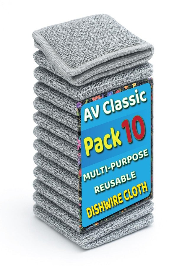 AV Classic Non Scratch Wire Dish Cloth | Steel Scrubber for Utensils Cleaning | Multipurpose Wet and Dry Cleaning | Stainless-Steel Dish Wash Scrubber for Washing Dishes, Sinks, Counters (Pack of 10) - Image 1