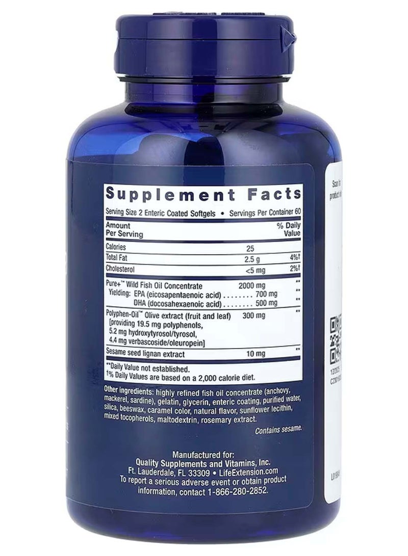 لايف إكستنشن أوميجا 3، زيت السمك بحمض الإيكوسابنتاينويك / حمض الدوكوساهيكسانويك ، 120 كبسولة هلامية - Image 2