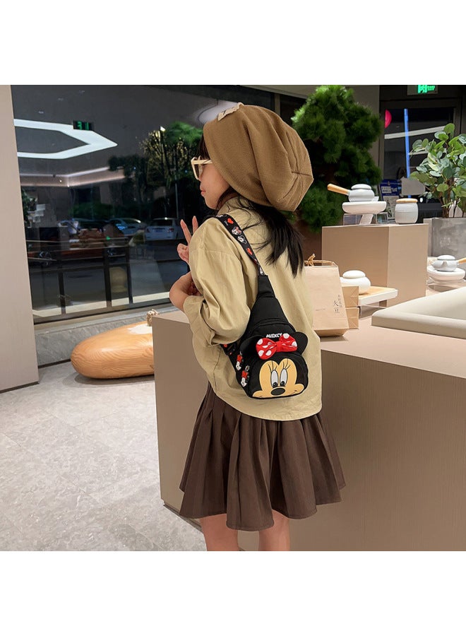 Children's Crossbody Bag Boys Girls Chest Bag Baby Travel Backpack Kids Toddler Carrier Small Size Durable Nylon Material-Color:Mickey Black  - Image 4