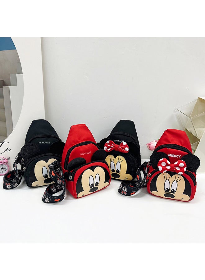 Children's Crossbody Bag Boys Girls Chest Bag Baby Travel Backpack Kids Toddler Carrier Small Size Durable Nylon Material-Color:Mickey Black  - Image 2