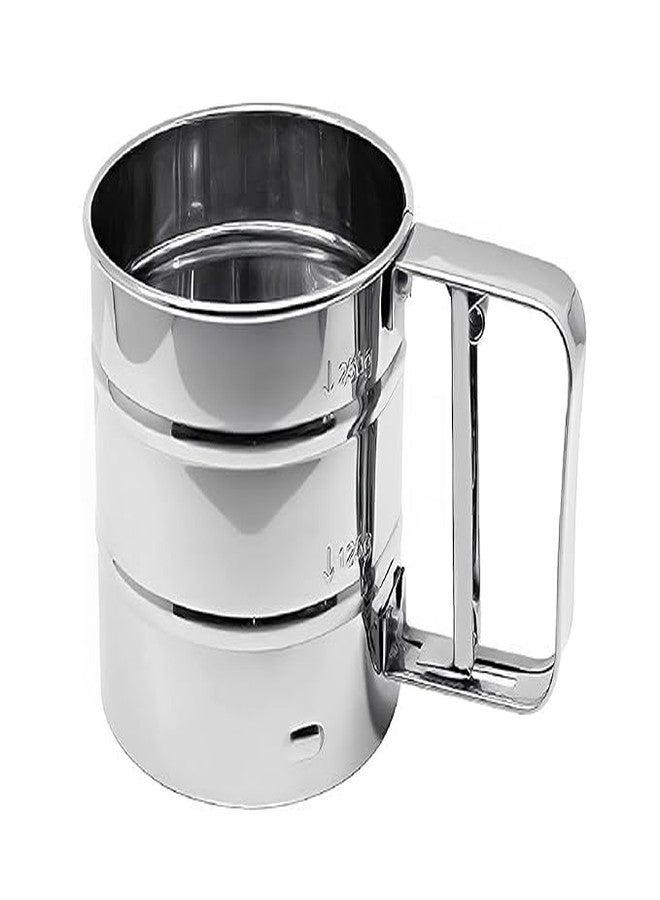 ISTORE Stainless Steel Flour Sifter for Baking | Hand Press Atta Chalni, Corrosion Resistant Sieve Cup for Flour, Sugar, Coffee Powder | Large Capacity Baking Strainer | - Image 1
