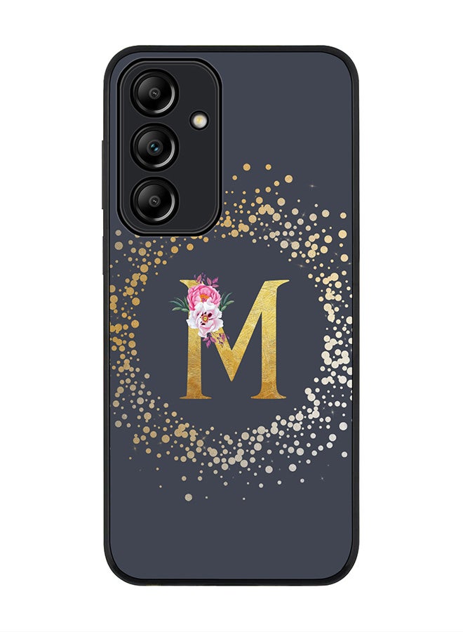Stylizedd Rugged Black Edge Case for Samsung Galaxy A55, Slim fit Case Thin Cover- Custom Monogram Initial Letter Floral Pattern Alphabet - M  (Grey)  - Image 1